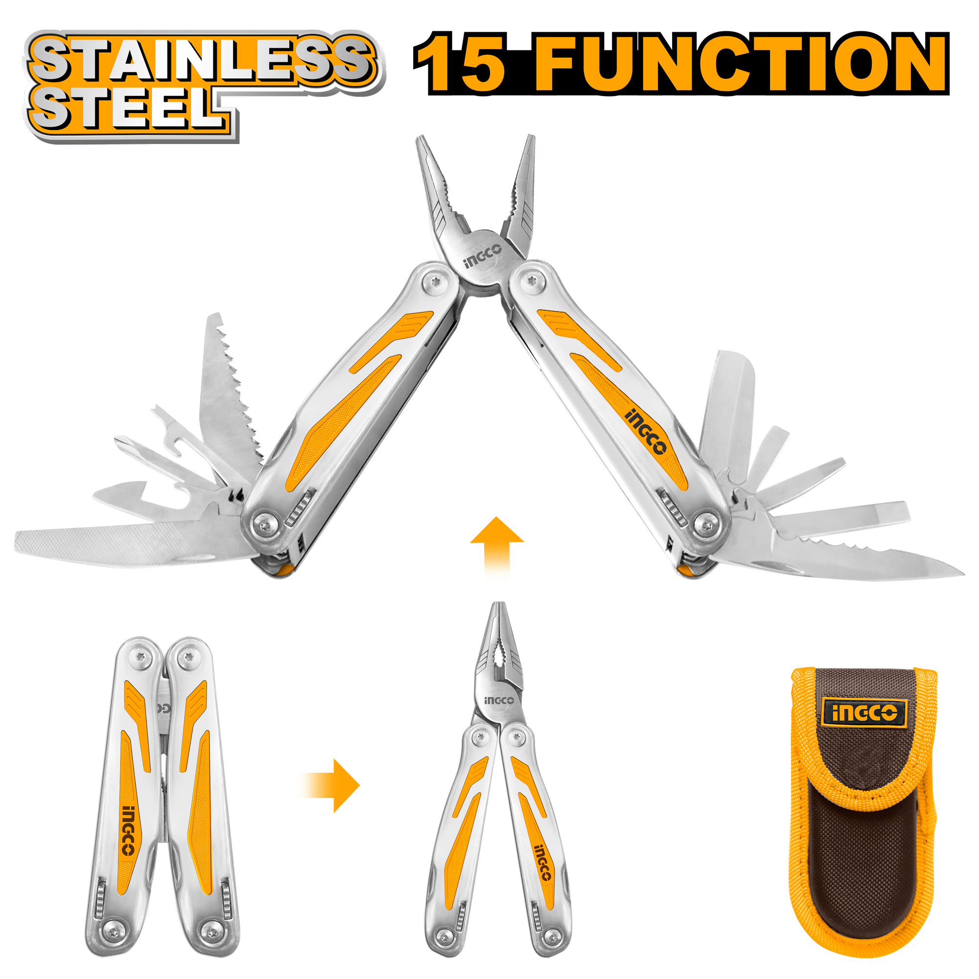 Ingco 15-in-1 Foldable Multi-Function Tool - HFMFT0115 Ingco